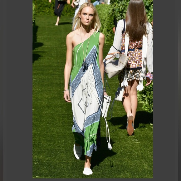 TORY BURCH SLOANE DRESS 46820 Light Chambray Octagon Square size 2 NWT - Picture 5 of 15